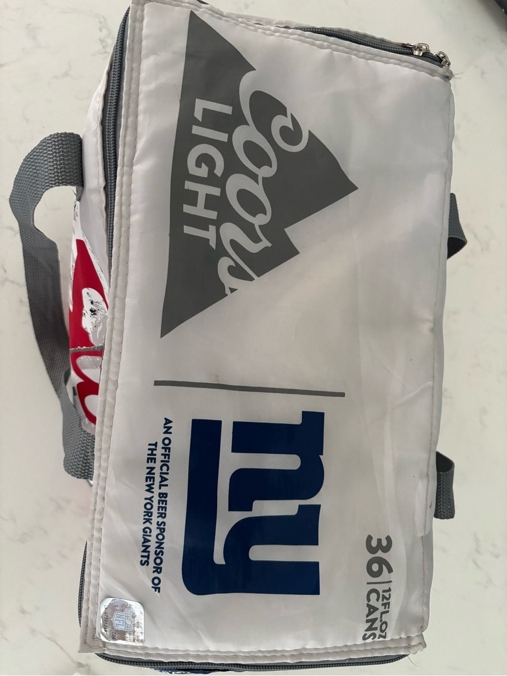 NFL Coors Light White and Gray Insulated Cooler Bag with Blue Giants Logo
